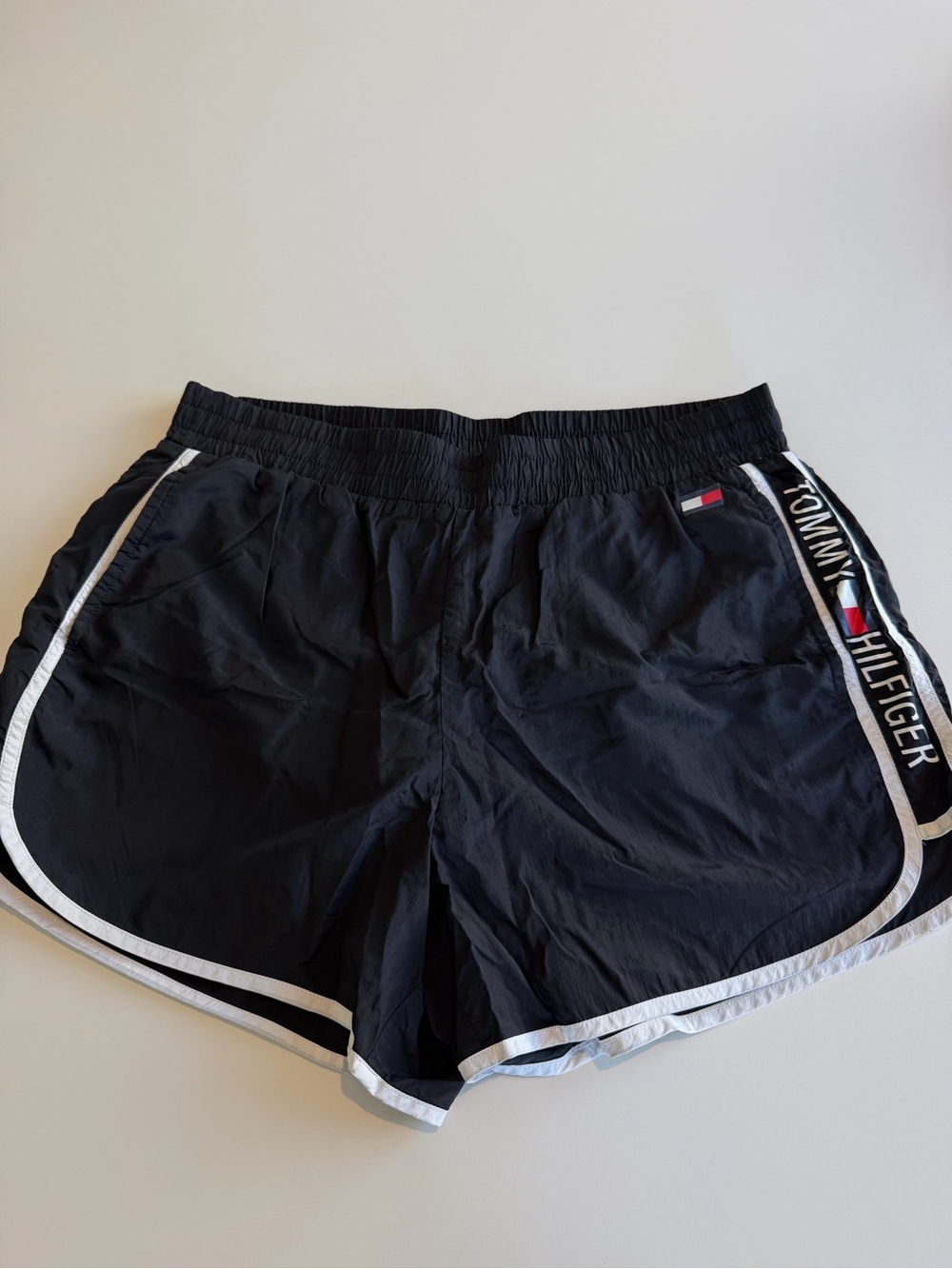 Tommy Hilfiger Black Athletic Shorts with White Piping